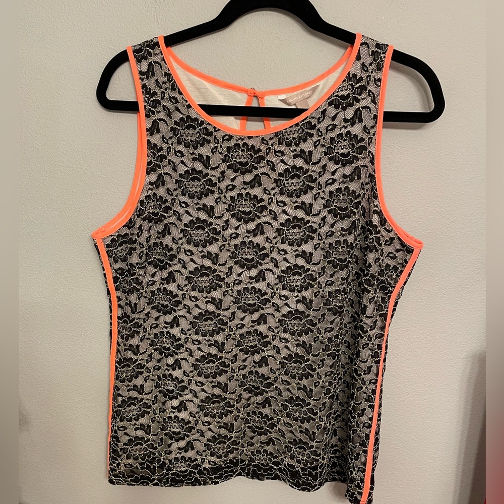 Banana Republic Lace Neon Trim sleeveless top size 10